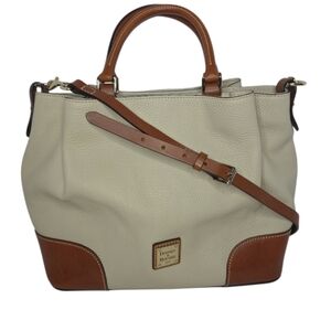 Dooney & Bourke Brenna Pebbled Leather Bone English Tan Satchel Crossbody